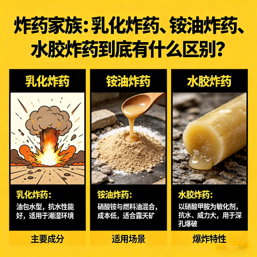 加格达奇炸药家族：乳化炸药、铵油炸药、水胶炸药到底有什么区别？